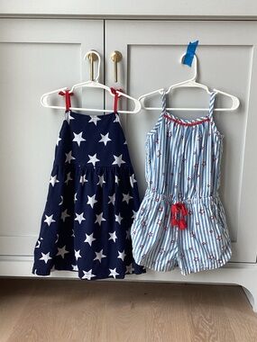 Cat & Jack Navy Blue Star Dress and Light Blue Striped Star Romper - Girls